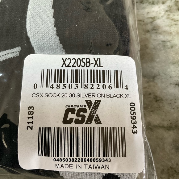 CSX Compression Sport Sock 20-30 mmHg Size XL black/silver - Picture 8 of 8